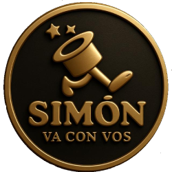 Logo dorado de Simón va con vos